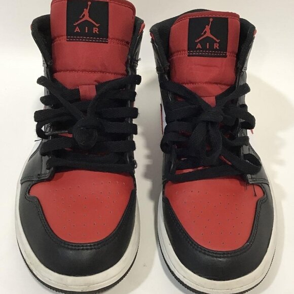 Air Jordan 1 Mid 'White Black Red' Men's 8-Pre-Owned-Authentic - Picture 1 of 7